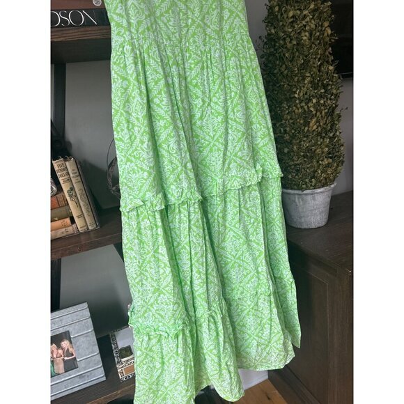 BANJANAN Hazel Tile Print Midi Dress Green Womens Size Small - Picture 4 of 8